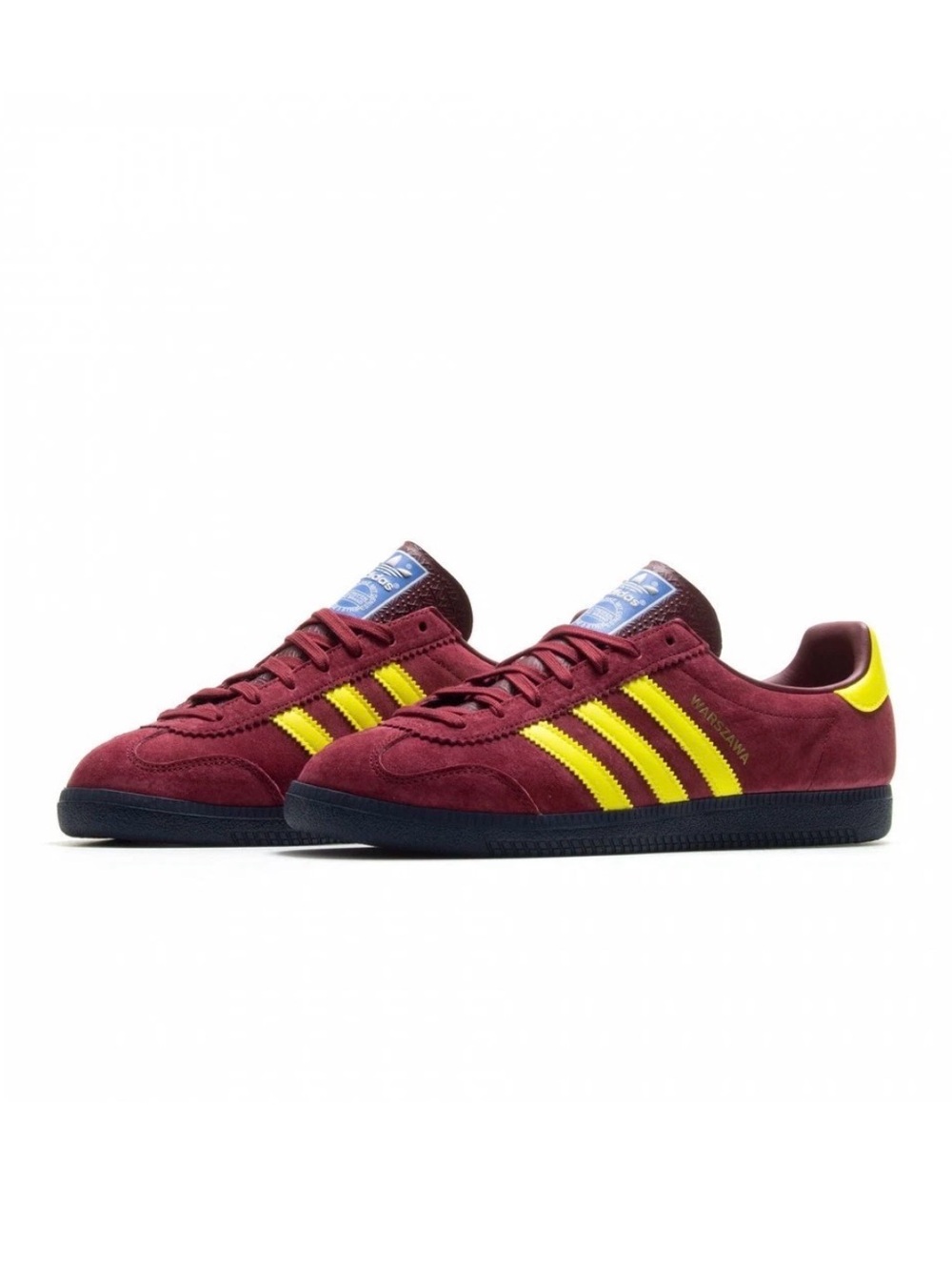 adidas Warszawa Spezial 'Noble Maroon' Suede Sneakers with Yellow Stripes sz 13